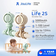 JISULIFE Baby Stroller Fan Life2S Anti-pinch Shaking Head Air Purification Small Fan Portable