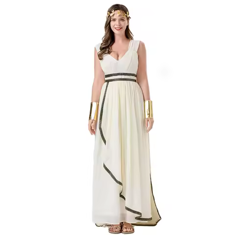 Women Toga Roman Princess Carnival Halloween Dress Up Enfant Golden Greek Goddess Costume New Arriva