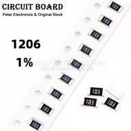 γβγ100pcs 1% 1206 SMD resistor 0R ~ 10M 1/4W 0.1 1 10 100 150 220 330 ohm 1K 2.2K 4.7K 10K 100K 1R 1