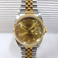 U-Rolex Rolex Rolex Oyster Original Box Half Gold Certificate Double Label 16233 Watch Diameter 36mm