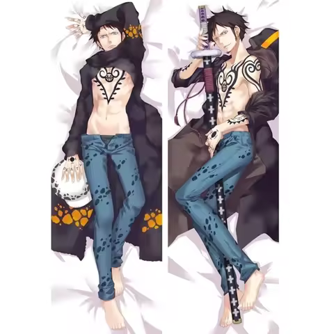 60x180cm Japanese Anime ONE PIECE Trafalgar Law Dakimakura Otaku Cushion Cover Peachskin Fullbody Th