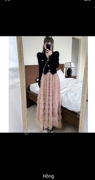 chân váy lưới ren nhiều tầng 2 lớp dài 90_95cm frre size 40_65kg