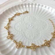 14K包金 幸運草天然珍珠手鍊手環 14KGF