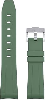 GANYUU Curved End 21mm Nature Fluorine Rubber Watchband Replace For Rolex Strap New Green Submariner