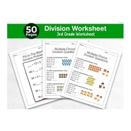 50 Pages Division Worksheets Workbook, Primary School, Word Problems, Multi-Digit Long Division Prac