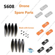 3 Pcs S608 Pro GPS RC Drone Accessories S608 Pro 7.4V 3000mAh Battery Propeller S608 pro Drone Battery Propeller Blades Arm Motor Toys