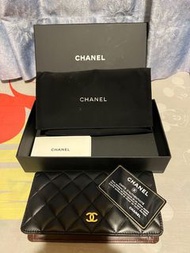 全新Chanel 經典黑色長銀包
