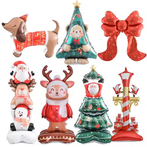 1pc Large Christmas Balloon Santa Claus Christmas Deer Sausage Dog Standing Balloon Christmas Party 
