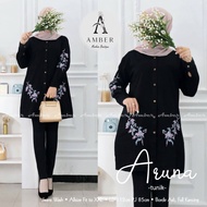 ARUNA Atasan Bordir Bunga Tunik Jeans Wanita Terbaru Kekinian Murah Berkualitas Trend Saat Ini - Ata