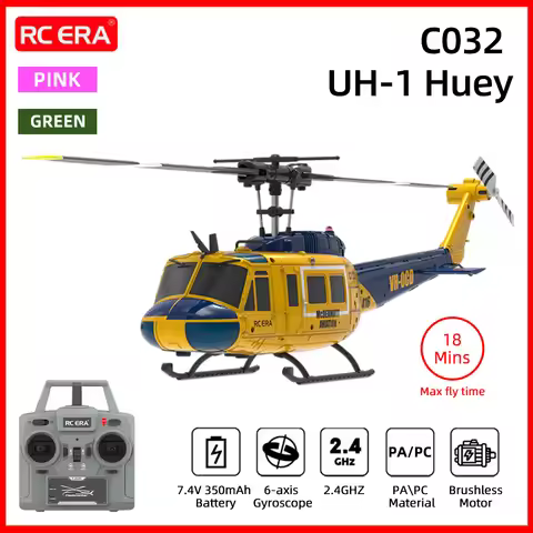 RC ERA RC Helicopter C032 1:48 Scale Huey Helicopter UH-1 6-axis Gyro 6 Channel 3D Brushless Motor R