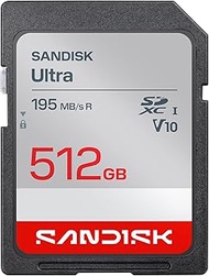 SANDISK 512GB Ultra SDHC UHS-I Card and SDXC UHS-I Card - Up to 195MB/s Read Speed, Full HD Video, V