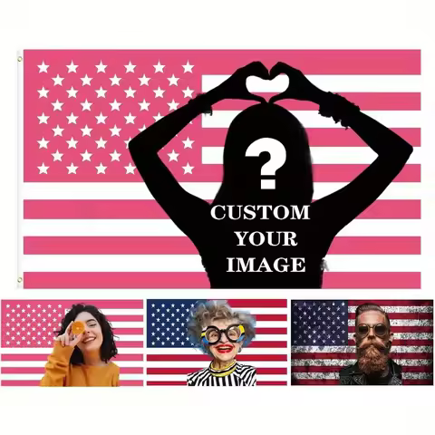 Custom Pink American Flag with 2 Brass Grommets