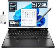 HP Spectre 2023 x360 Luxury 14T Intel Evo Laptop Intel i7-1355U 10 Cores,Win 11 Pro,13.5" 3:2 Touchscreen,16GB RAM, 512GB SSD,B&amp;O Quad Speakers, Fingerprint, Tilt Pen,Nightfall, 64GB TW Flashdrive