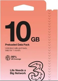 3 UK 英國 歐洲 71國 4G 10GB 30日多國上網卡 包郵售80