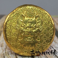 Wenwan Pure Copper Solid Gilt Zodiac Chenlong Ruyi Gold Cake Lucky Fortune Gold Coin Gold Nugget Rar