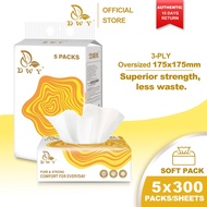 【Oversized*XL*5PACKS】DWY Tissue Viral 3-Ply Oversized 175x175mm Tisu Muka Premier Deluxe Soft Pack  