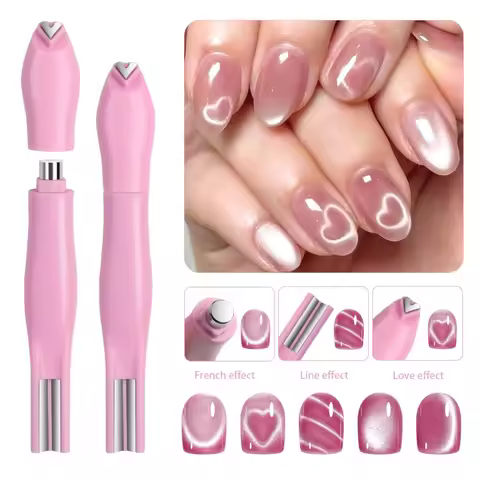 3 IN 1 Heart Shape Snake Pattern Nail Cat Eye Magnet 3D French Effect UV Gel Polish Magnetic Stick M