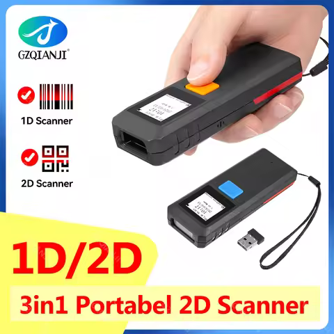 1D Laser 2D Wireless Bluetooth Barcode Scanner Mini Pocket Bar Reader Portable BT Reader QR Code PDF