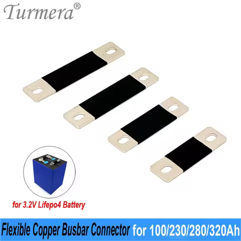 Turmera 12V Busbar Lifepo4 Battery Copper Connecter 50mm 56mm 72mm 80mm 2mm 300A Use in 100Ah 230Ah