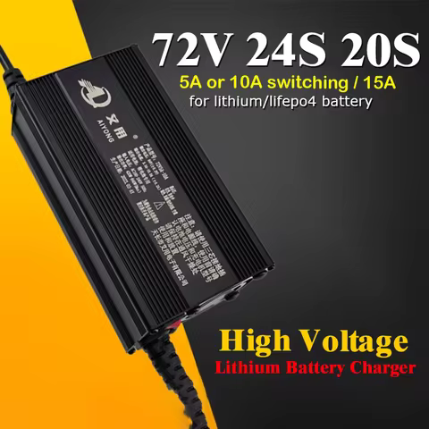 Electric Vehicle 72V 24S 20S Lithium Battery Charger 5A or 10A switching 15A Smart Charger 87.6V 86V