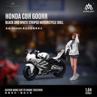 [現貨] 1∶64 人偶 HONDA CBR 600RR 黑白拉花電單車套裝 微縮手辦模型