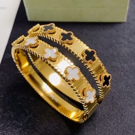 【Best quality】Vca new 18k gold limited edition black agate white fritilliflower four-leaf keleidary 