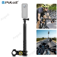 PULUZ Motorcycle Bike Selfie Stick Handlebar Mount for Insta360 GoPro Third-Person Bike Handlebar Mount Camera Bracket Adapter with Monopod Stand