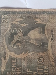 uang kuno indo 25gulden wayang vf no seri Ik 08092 original