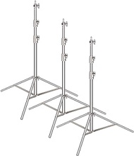 Neewer 3-pack Stainless Steel Light Stand with 1/4-inch to 3/8-inch Universal Adapter 39-114 inches/99-290 centimeters Foldable Support Stand for Studio Softbox,Umbrella,Strobe Light,Reflector,etc