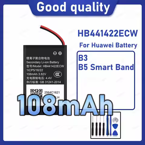 108mAh HB441422ECW Replacement Battery for Huawei B3/B5 Smart Band Watch with Repair Tools Kit