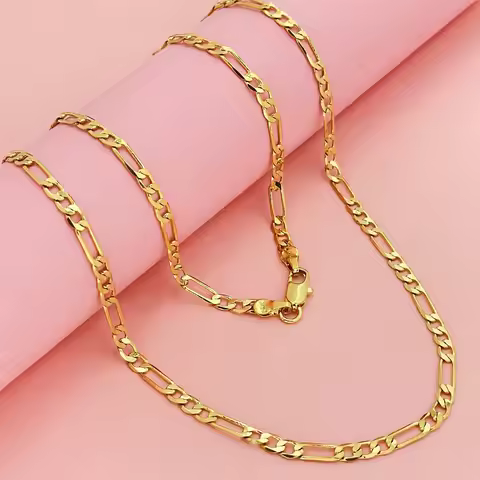 High-quality AU999 gold necklace 24K gold 4MM three to one male and female universal geometric chain