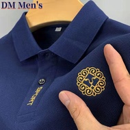 DM Men's Embroidery Polo Shirt Men Loose Casual Short Sleeve T Shirt Korean Fashion Trend Lapel Tops for Men