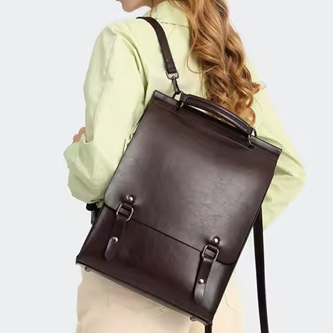 Fashionable new leather backpack for women, British college style backpack, college commuting cowhid