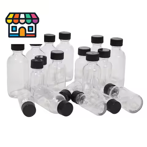 Clear Glass Sample Bottles with Leak-Proof Caps – 1oz Mini Jars for Essential Oils, Whiskey & DIY Li