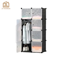 JL Furniture 8 Cube Portable Wardrobe Closets DIY Clothes Storage Organizer Shelf with Door & Hangin