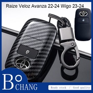 For Toyota Raize / Veloz / Avanza  2022 - 2024 / Wigo 2023 - 2024 Carbon Fiber Key Case Cover Remote Key Fob Shell Accessories