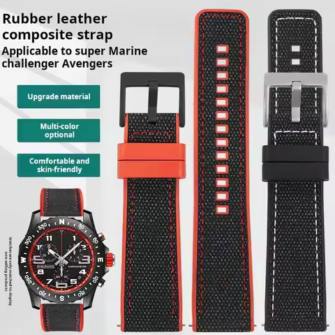22mm 24mm Waterproof soft watchband For Breitling Avenger Blackbird Professional Endurance Super Oce