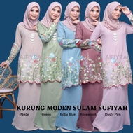 Baju Kurung Moden Sulam | Como crepe | Raya | Kenduri | Pejabat | Kuliah | Sedondon | Bridesmaid | T