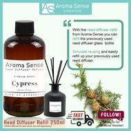 Aroma Sense Cypress Scent Reed Diffuser Refill (250ml) Fresh & Long Lasting Fragrance, Aromatherapy 