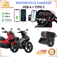 MOTORCYCLE MOBILE PHONE CHANGER I CHARGING BASE USB-A + TYPE-C [PRICE FOR 1]
