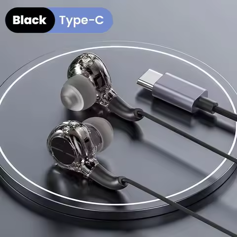 EARDECO Wired Earphone HIFI lossless Sound Noise Canceling Wired Headphones 3.5mm/TypeC with Mic Ear