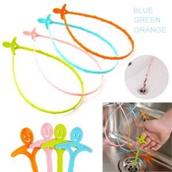 橙色【2條裝】笑臉/ U型廚房管道疏通器 下水道疏通器 水槽防堵清潔鉤 水管疏通棒 長柄廚房管道清潔棒 水管清理器 毛髮清理器 水槽毛髮清理器 頭髮收集器 [6件販量裝]