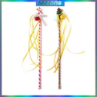 zzz Cats Wand Toys 2 PCS Interactive Cats Teaser Wand Cats Christmas Toy with Loud Bell 14 Long PVC 