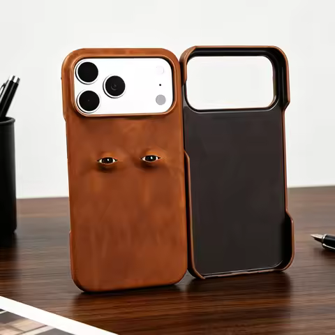 Phone Case For iphone 17 18 Pro Max 17Pro 15 16 Pro 13 12 Mini Air 17e 16e Personalized Eyes Leather