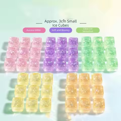 Slow Rebound Ice Cube Squishy Slow Rise Glitter Cube Squeeze Gel Filled Colorful Cube Fidget Birthda