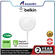 Belkin Boost Charge Magnetic Portable Wireless Charger Pad 7.5W (With Adapter) - White WIA005myWH