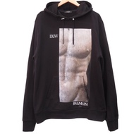 Balmain 印花連帽衛衣，S碼，長袖，SJT047GC87，純棉，黑色，0803 [二手] BALMAIN