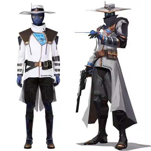 Game Cypher Valorant Cosplay Costumes White Coat Pants Accessories Outfit Full Set and Individual It