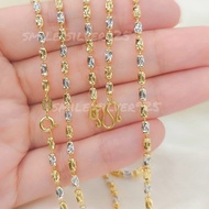 สร้อยคอเงินแท้92.5%Italyชุบ2กษัตริย์(WG+G) ลายถัง Moon cut ขนาด2.5mm.