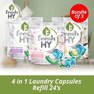 [[Bundle of 3]] Fresh Hy 4 in 1 Laundry Capsules Refill 24s*3 types *Total get 3X 24s